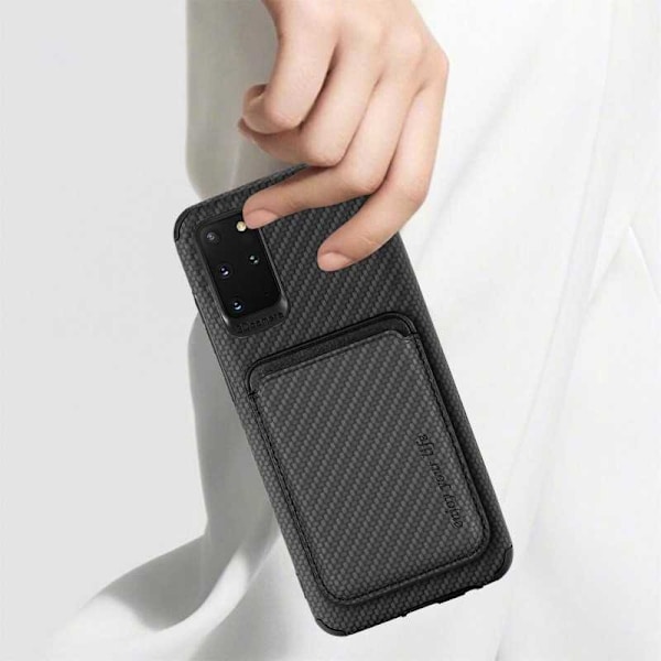 Samsung S20 Plus Stødsikker skal med magnetkortholder Magsafe RFID Black