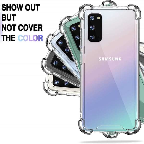 Samsung S20 iskuja vaimentava silikonikotelo Shockr Transparent