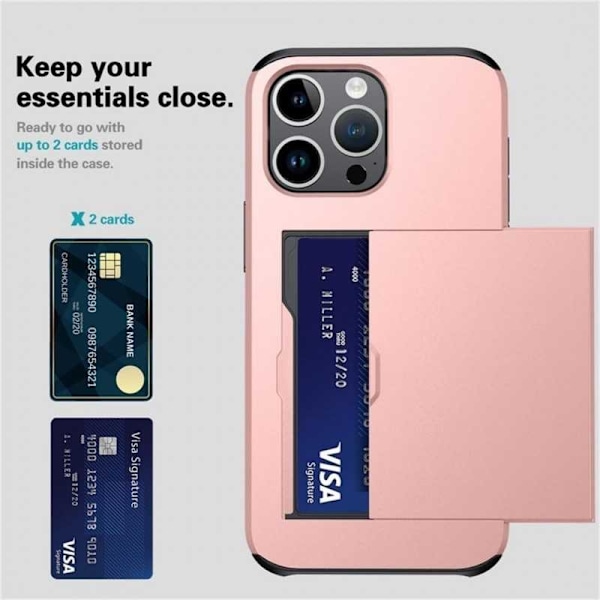 iPhone 15 Pro Stöttåligt Skal Kortfack StreetWise - Roseguld