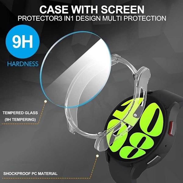 2i1 stødabsorberende skal 9H hærdet glas Galaxy Watch 6 40mm - Transparent