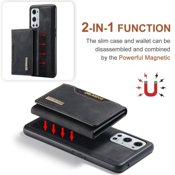 8-FACK OnePlus 9 Pro Stöttåligt Skal med Magnetisk Korthållare D Svart