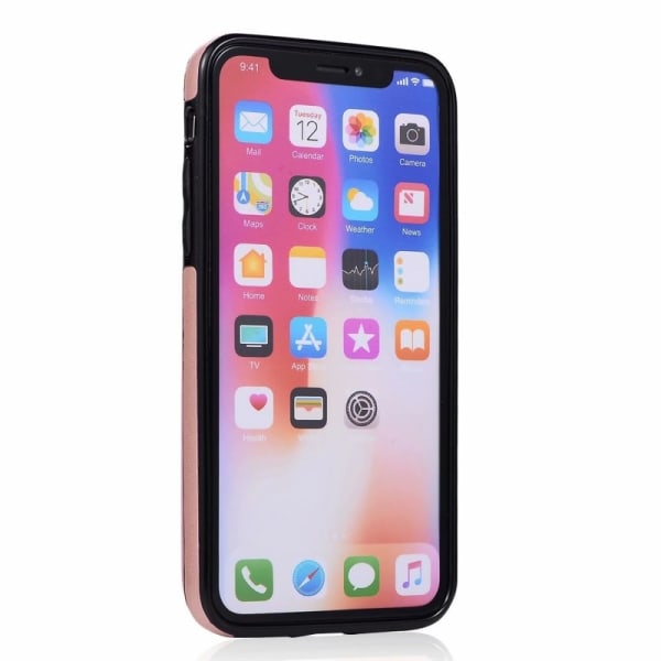 iPhone X Shockproof Cover Card Holder 3-SLOT Flippr V2 Pink gold