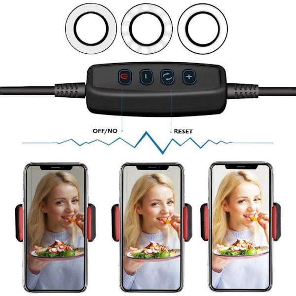 Selfie-rengasvalo mobiilitelineellä suoratoistoa/meikkiä varten Black