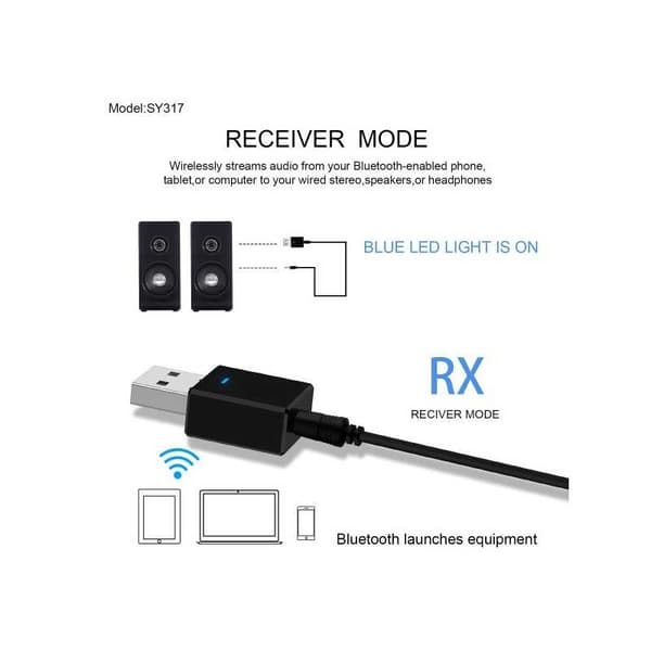Bluetooth 5.0 lähetin/vastaanotin sovitin AUX 3.5mm Black