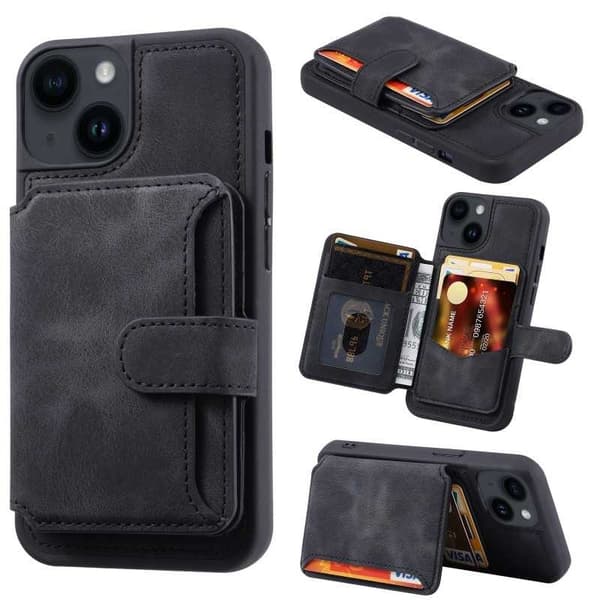iPhone 15 Iskunkestävä Premium Cover 7-SLOT Solid V6 Nordcell™ Black