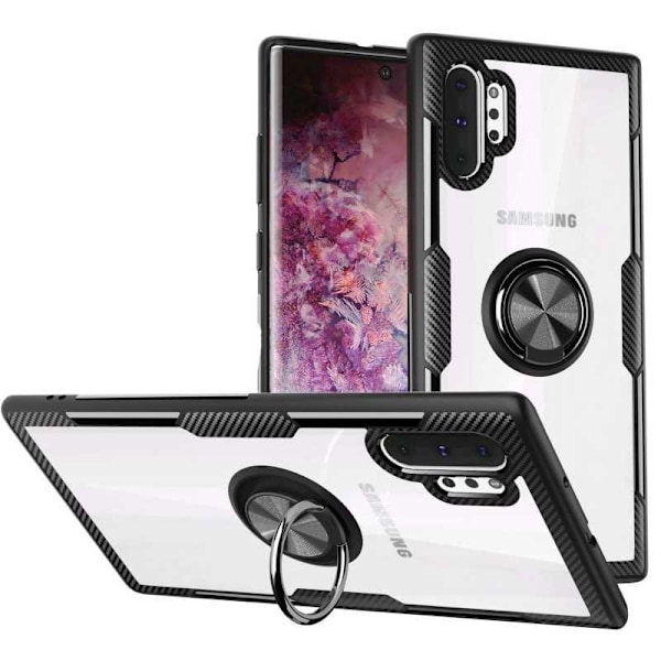 Samsung Note 10 Käytännöllinen iskunkestävä kotelo sormustelineellä V4 Transparent