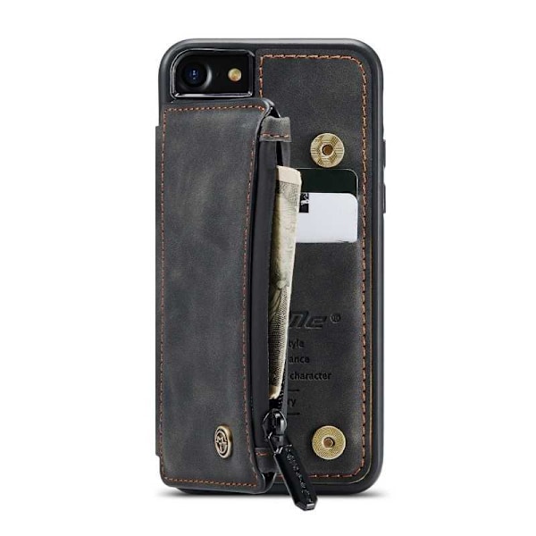 iPhone 7 Skal Korthållare & Dragkedja 4-FACK CaseMe Flippr Svart