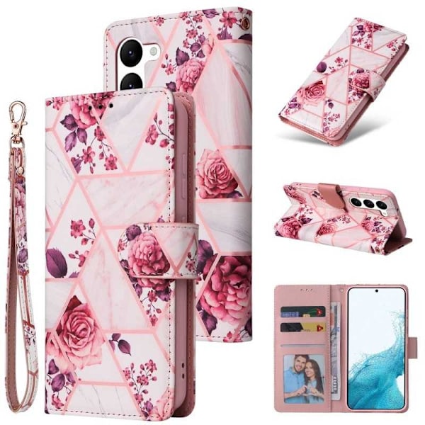 Samsung S23 Trendigt Plånboksfodral Sparkle 4-FACK Rosa