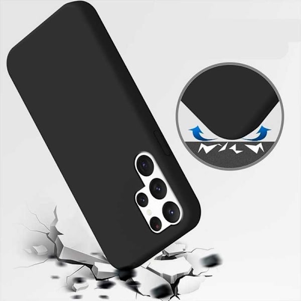 Samsung S22 Ultra Gummibelagd Mattsvart Silikon Skal Svart