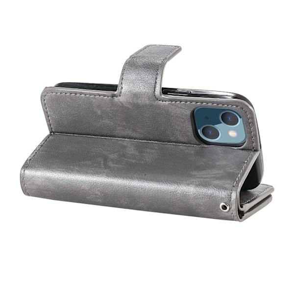 iPhone 13 Mini Praktisk Plånboksfodral med 12-Fack Array V4 - Grå grå