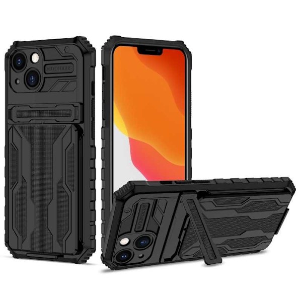 iPhone 13 Stöttåligt Skal Kickstand & Kortfack ThinArmor V3 Svart
