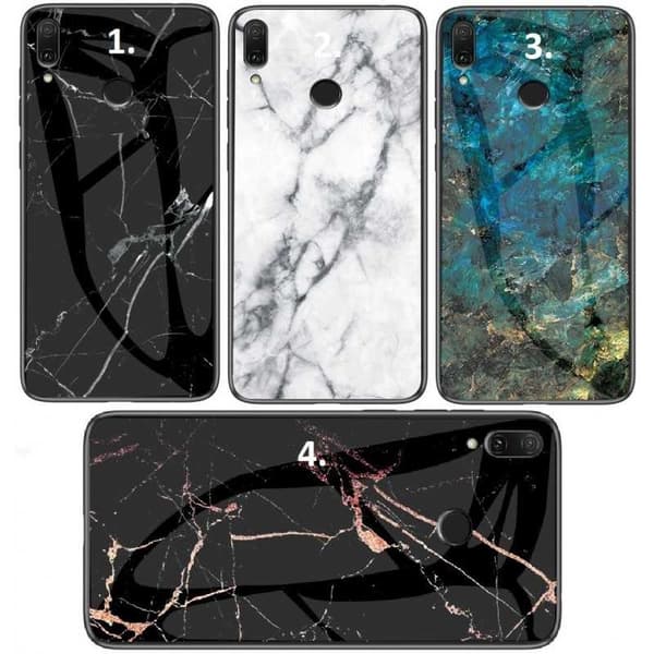Xiaomi Redmi Note 7 Marble Shell 9H Tempered Glass Back Glassback V2 Black Variant 2