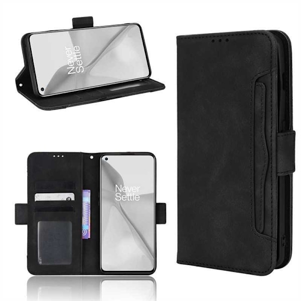 Oneplus 10T pung etui PU læder 6-LOMMES Winston V3 Black