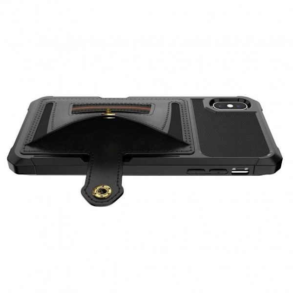 iPhone XS Max Iskunkestävä kansi korttipaikalla Solid V2 Black