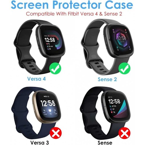 2-PACK Täyskansi Fitbit Sense 2 / Versa 4 Transparent
