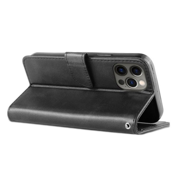 iPhone 15 Pro Max Pung Etui PU Læder 4 RUMMER Black