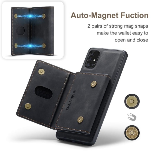8-FACK Samsung A51 4G Stöttåligt Skal med Magnetisk Korthållare Svart