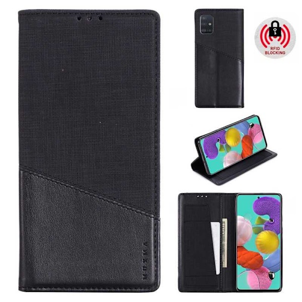 Samsung A51 Elegant Fodral i PU-Läder med RFID Block Svart