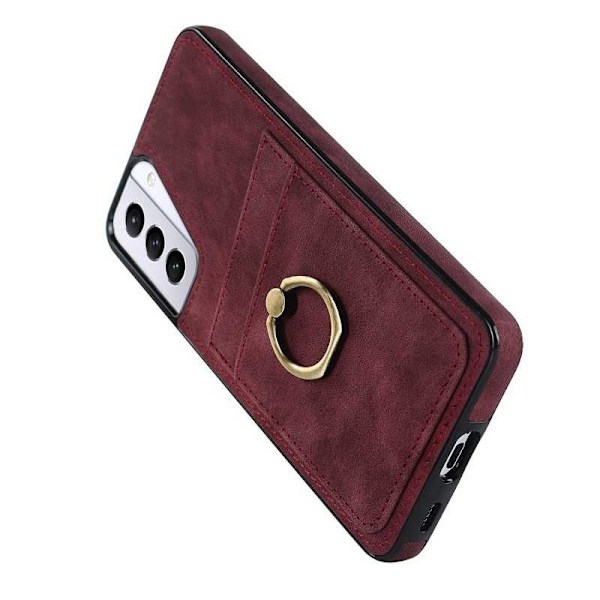 Samsung S21 Mobilskal med Korthållare Retro V4 Vinröd