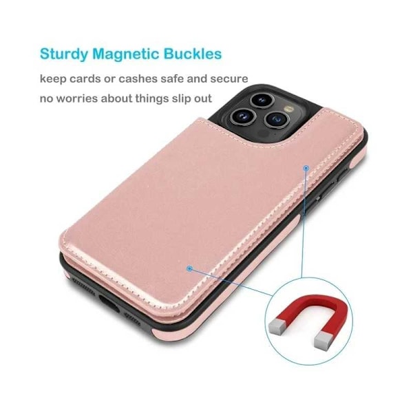iPhone 14 / 13 Stöttåligt Skal Korthållare 3-FACK Flippr - Rosenguld Rosa guld
