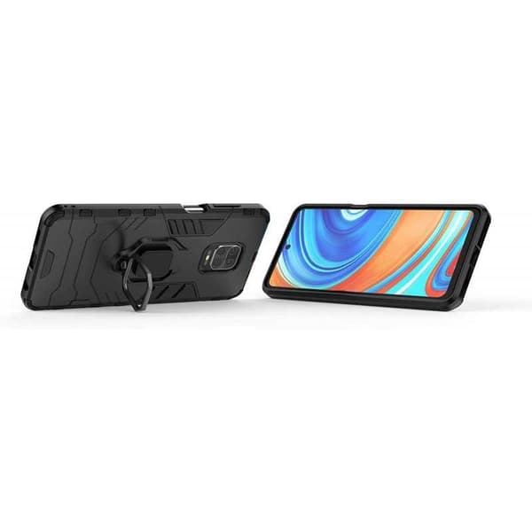 Xiaomi Redmi Note 9S & 9 Pro iskunkestävä kotelo ThinArmor sormustelineellä Black