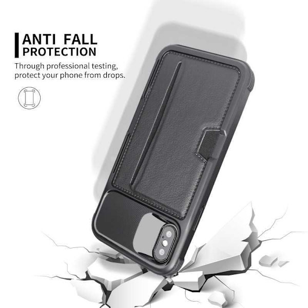 iPhone XR Iskunkestävä kansi korttilokerolla Solid V2 Black