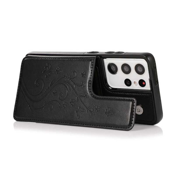Samsung S21 Ultra Shockproof Case Kortholder 3-POCKET Flippr V2 Black