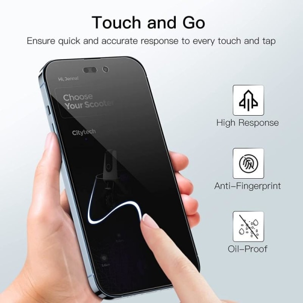 2-PACK iPhone 14 Pro Max Privacy Hærdet glas 0,26 mm 2,5D 9H Transparent