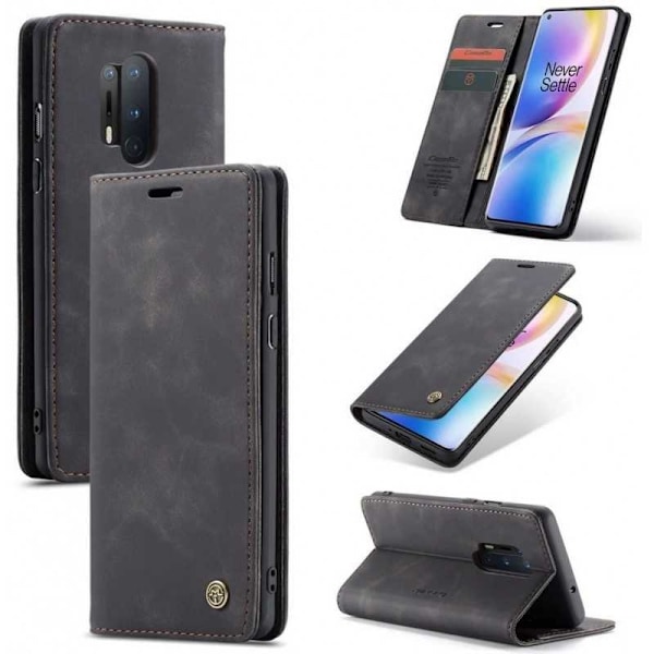 OnePlus 8 Pro Elegant Flip Case CaseMe 3-FACK Black