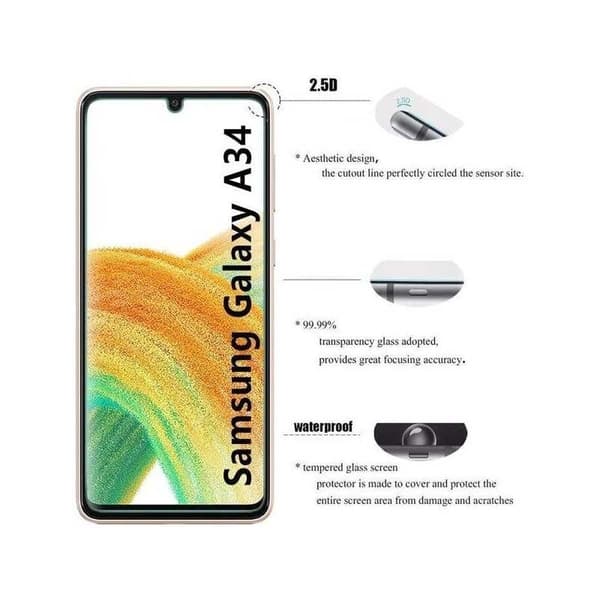 2-PACK Samsung A34 5G Härdat Glas 0.26mm 9H Fullframe Transparent