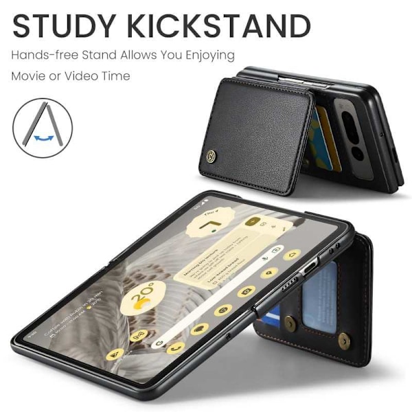 CaseMe Shockproof Cover Kortholder Stander 4-rums Google Pixel Fold Sort