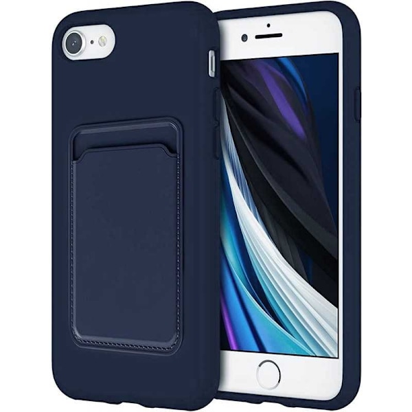 iPhone 7 / 8 / SE (2020 ja 2022) Kumitettu Iskunkestävä Kotelo Korttilokeron Liquid Rosa