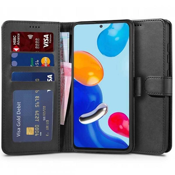 Xiaomi Redmi Note 11 / 11S Plånboksfodral PU-Läder 4-FACK Svart