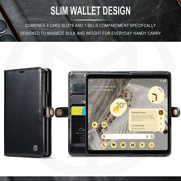 CaseMe Slim Retro Wallet Case RFID-beskyttelse Samsung Galaxy Z Fold 5 Black