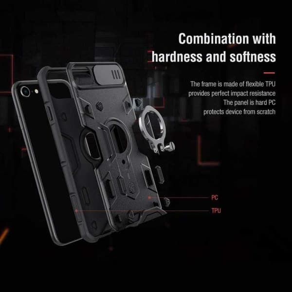 iPhone 8 Iskunkestävä kotelo, jossa Nillkin sormusteline Black