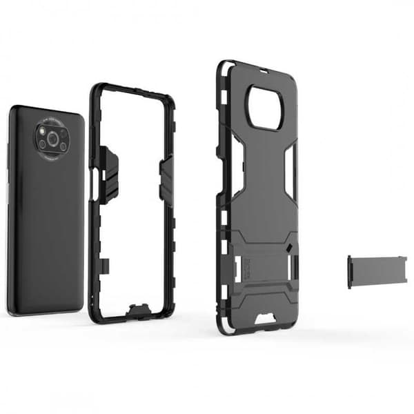 Xiaomi Poco X3 NFC iskunkestävä kotelo jalustalla ThinArmor Black