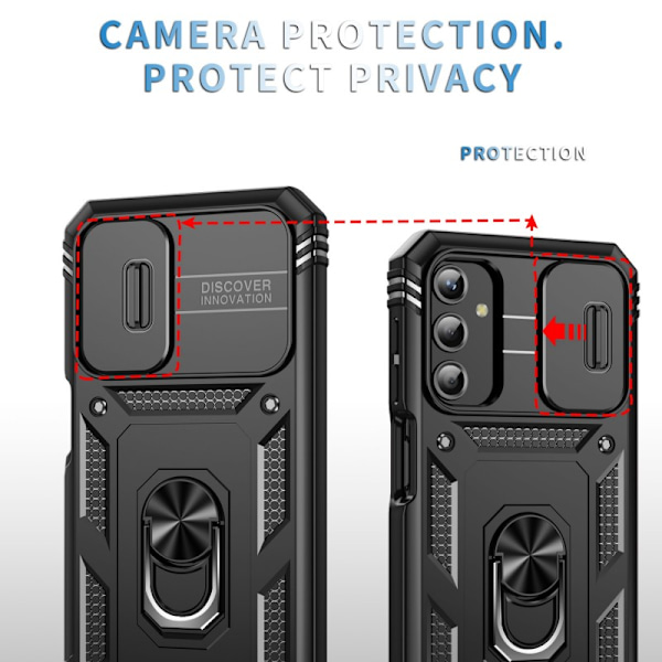 Samsung A24 5G Hybridskal med Ringhållare & Kameraskydd - Svart