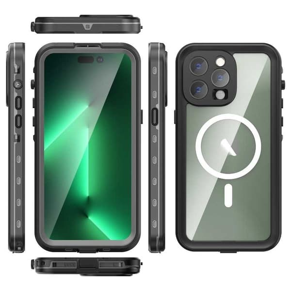 iPhone 14 Pro Max Täysi peittävä vedenpitävä Premium Shell - 2m Transparent