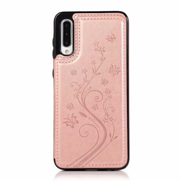 Samsung A50 iskunkestävä kansikorttipidike 3-POCKET Flippr V2 Pink gold
