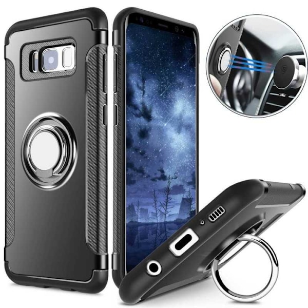 Samsung S8 Plus Praktisk Stöttåligt Skal med Ringhållare V2 Svart