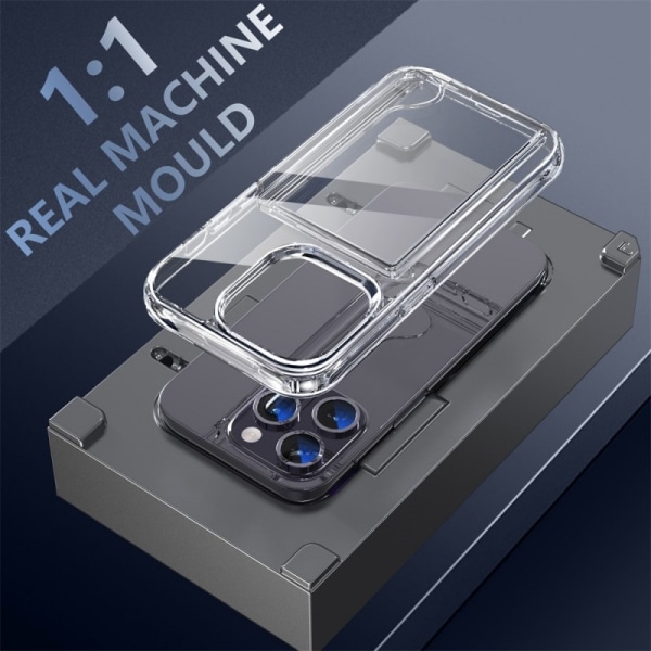 iPhone 13 Pro Max Stöttåligt Skal med Kortfack V3 Transparent
