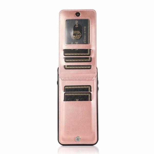 iPhone 7 Plus / 8 Plus Mobil Cover Kortholder 6-SLOT Retro V3 Pink gold