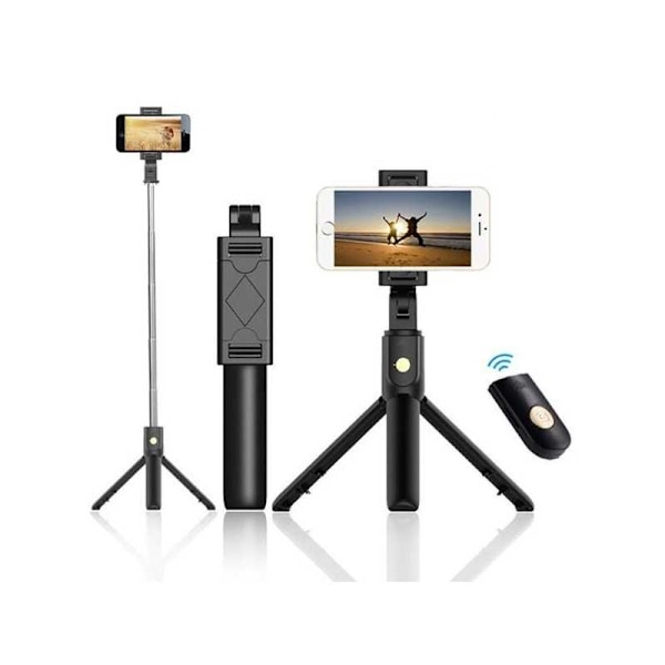 Selfiestick Bluetooth med Tripod Svart