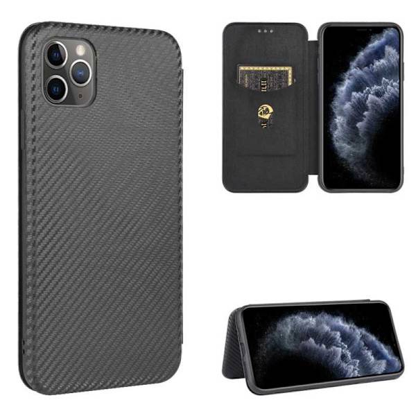 iPhone 11 Pro Max Flip Case Kortrum CarbonDreams Black