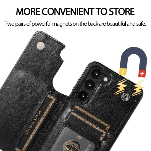 Samsung S23 Plus Støtsikker deksel kortholder 3-POCKET Flippr Black