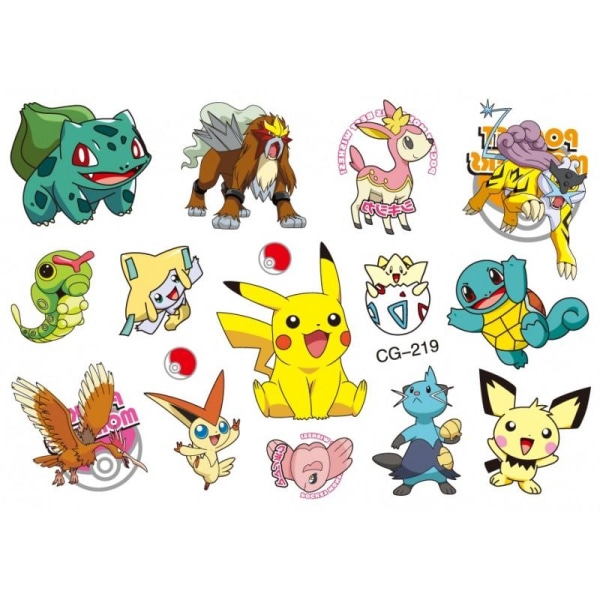 15-PACK Pokemon Tatuering multifärg