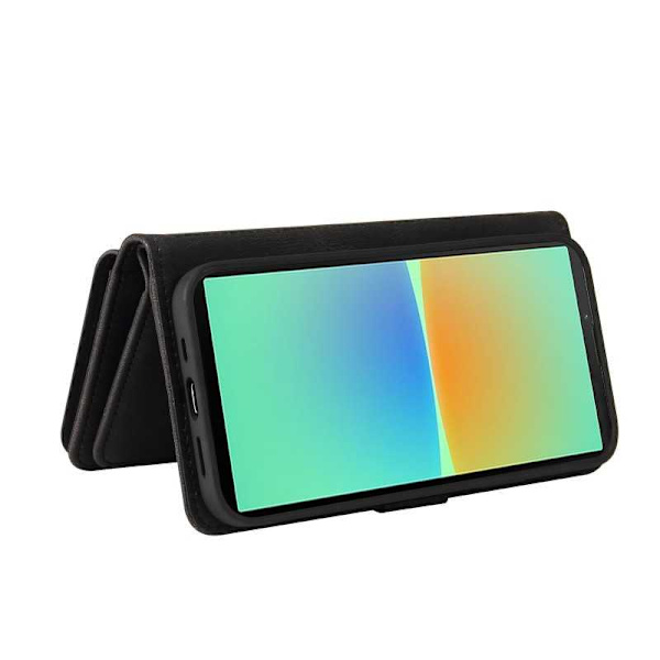 Xperia 10 IV Multifunktionellt Plånboksfodral Zip 13-Fack Svart