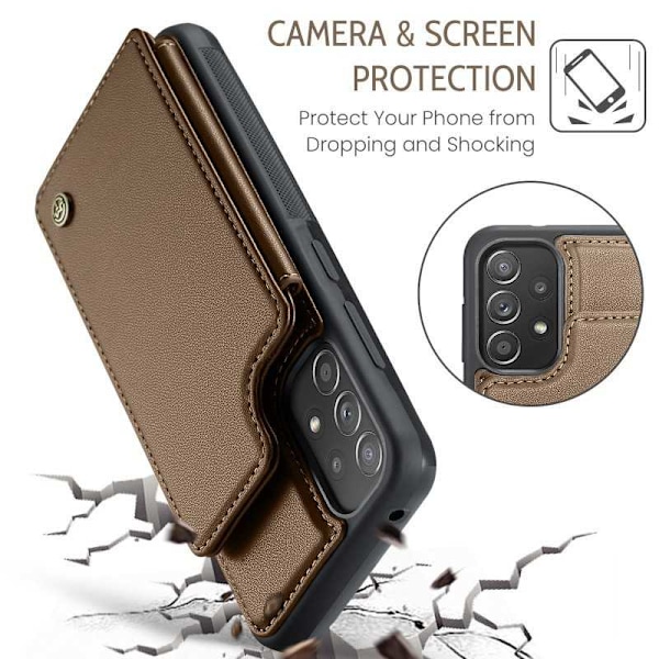 CaseMe Shockproof Cover Kortholder Stander 4-rums Samsung A53 5G Brun