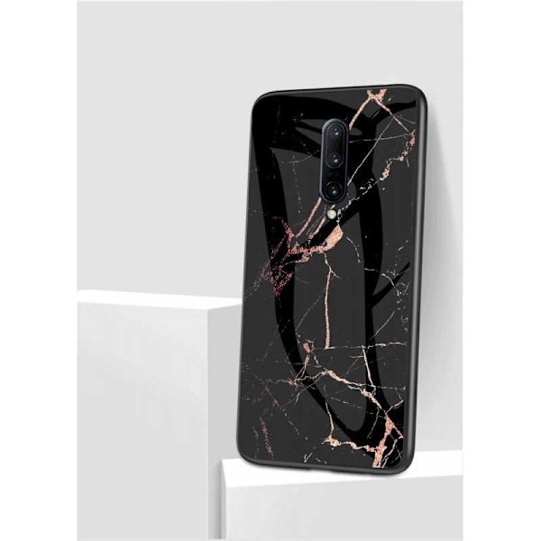 OnePlus 7 Pro Marmorskal 9H Härdat Glas Baksida Glassback V2 Black Svart/Vit