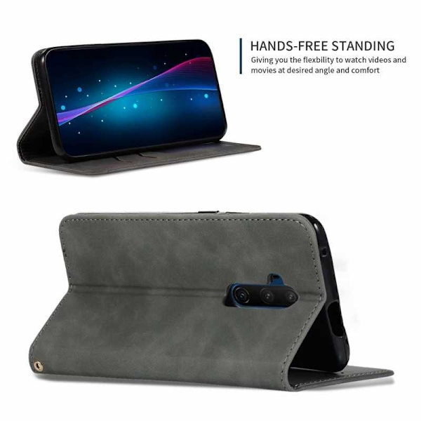 OnePlus 8 Pro Flip Case Korttilokero Suede Black
